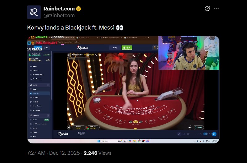 Twitter 8K Rainbet Blackjack Win